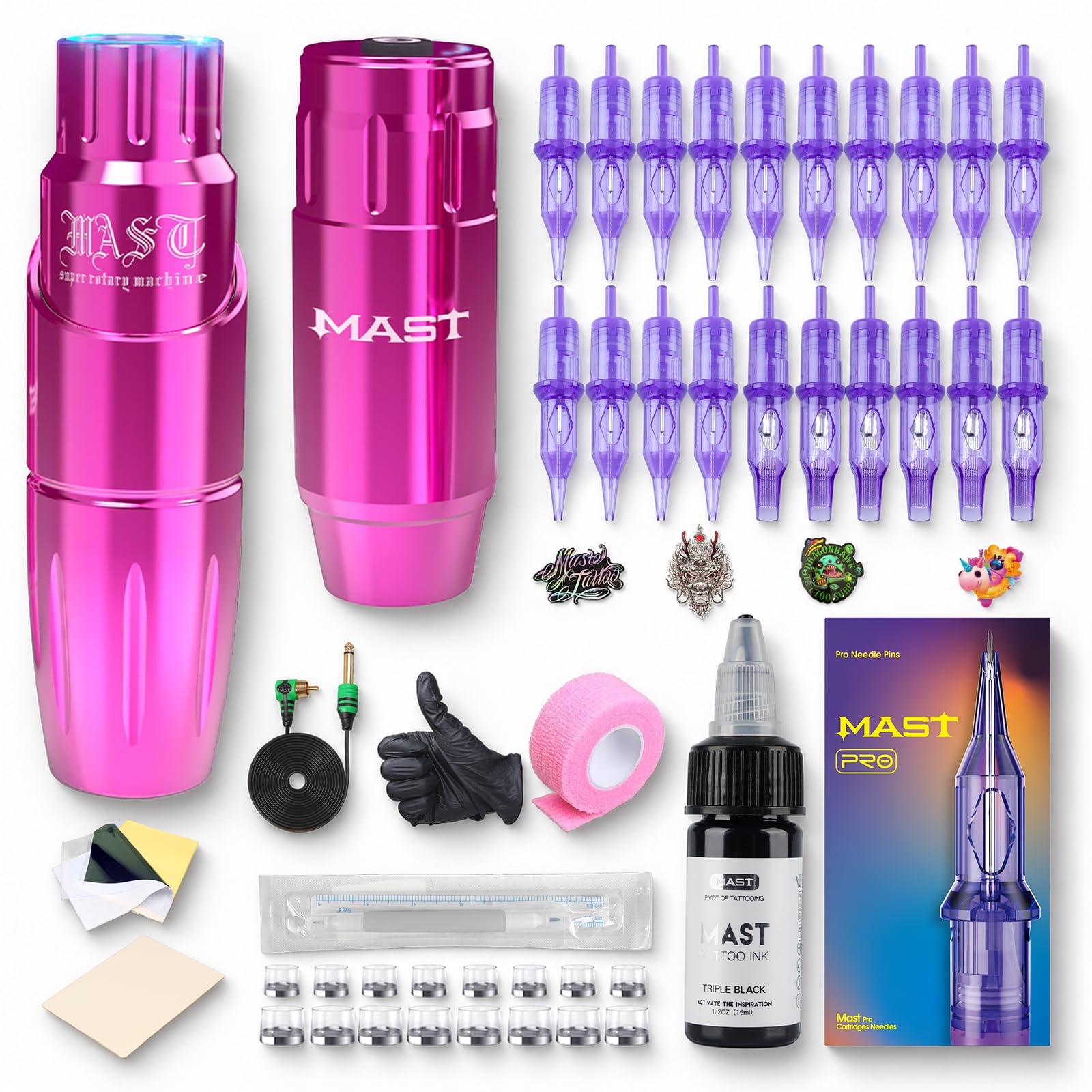 タトゥー練習用ペン ピンク アルミ製 MAST Mast Tour Tattoo Pen Kit, Wireless Tattoo Battery Power Supply
