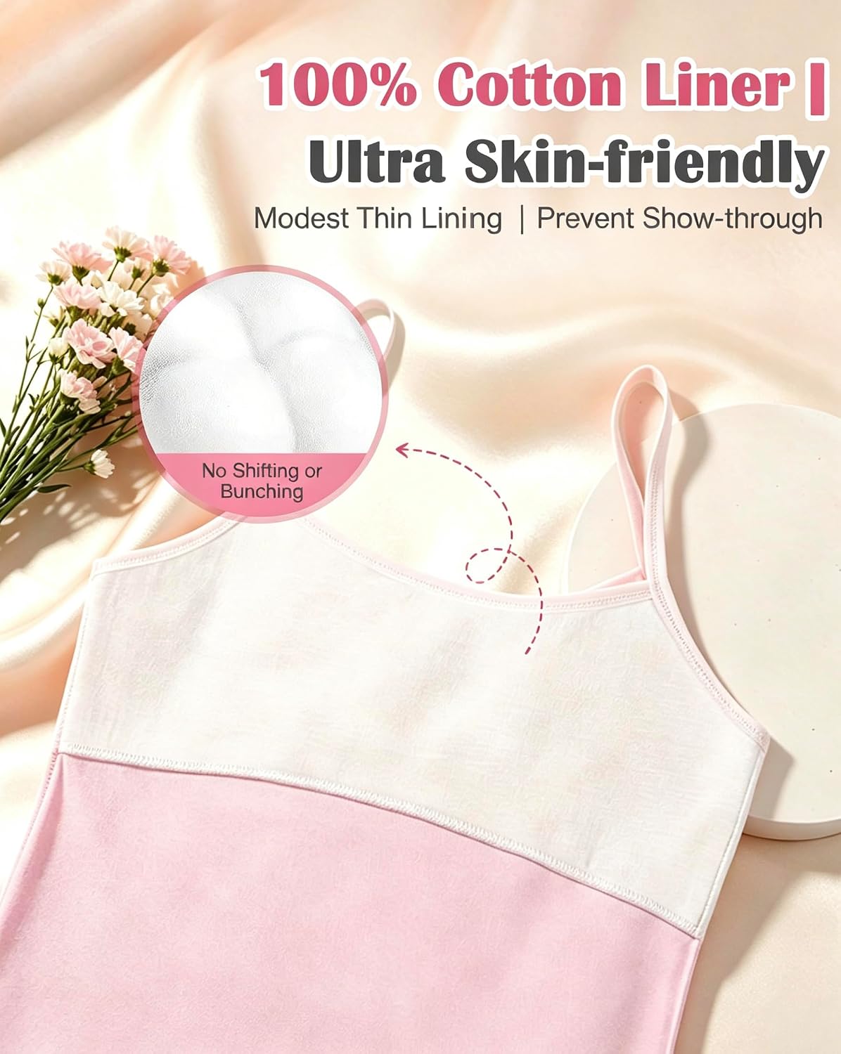 Teen Girls Training Bras 8-16,Camisole with Fixed Thin Lining Layer