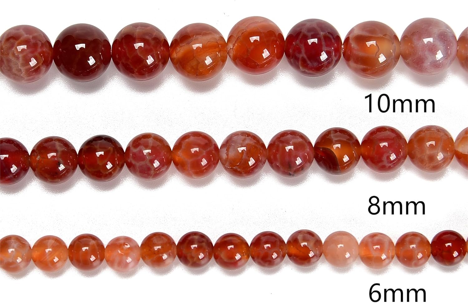 10mm 75pcs Fire Agate Beads Burnt Orange Smooth Round Flame Stone Beads for Jewelry Making, Healing Crystal Loose Beads for Autumn Bracelet Necklace Earrings DIY