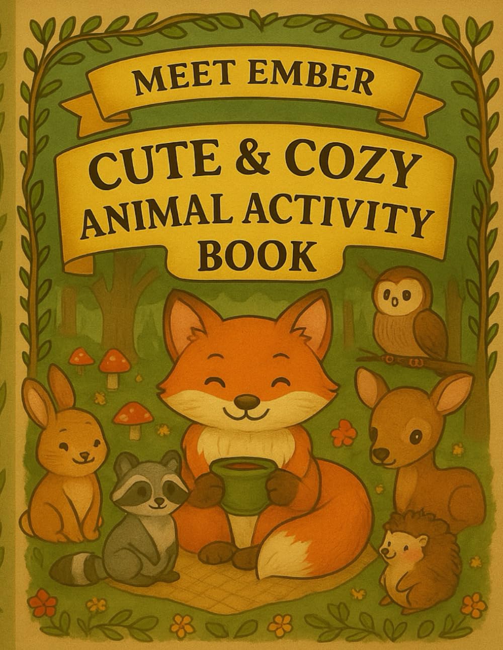 Cute & Cozy Animal Coloring Book: Relaxing Woodland Scenes Featuring Ember the Fox