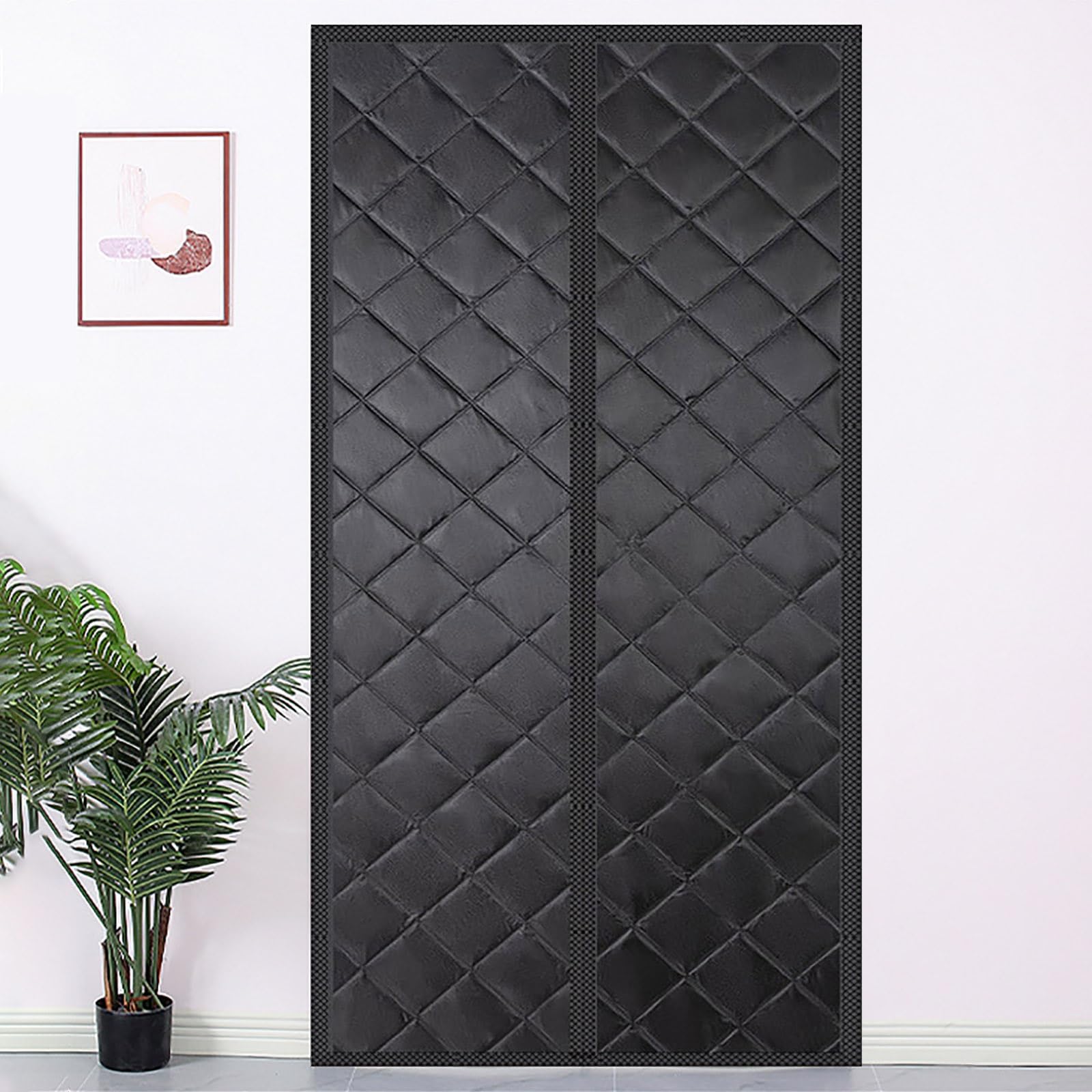 Rideau isolant thermique magnétique 90x210 pour porte de balcon noir