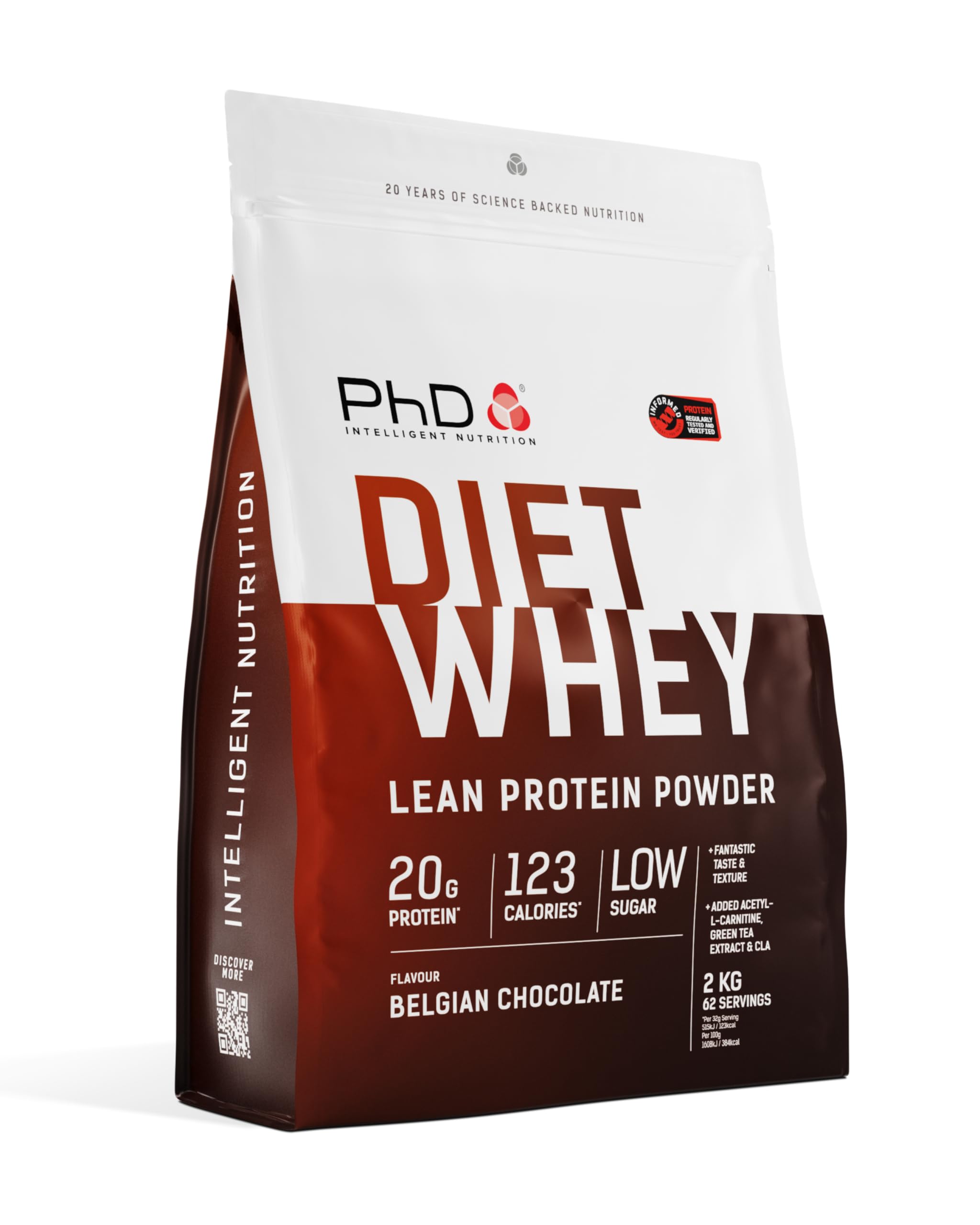 PhD Nutrition Diet Whey High Protein Lean Matrix, Belgian Chocolate Whey Protein Powder, High Protein, 80 Servings Per 2 kg Bag