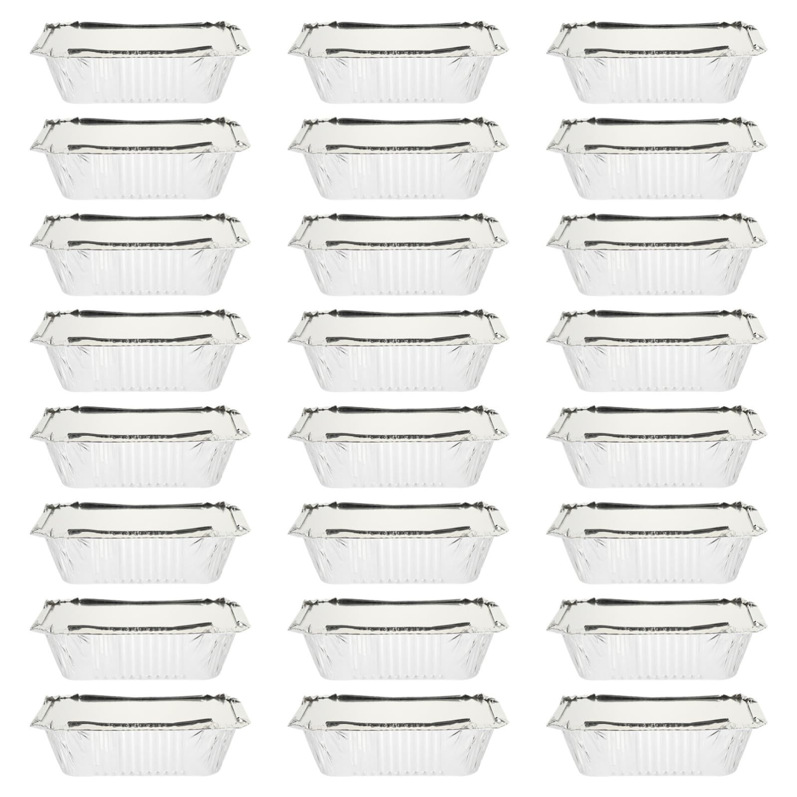 STOBAZA Contenitori Alimentari in Alluminio Multiuso per Barbecue e Picnic, 125 Pezzi, Resistenti al Forno, Scatole Rettangolari in Foglio di Alluminio Argento