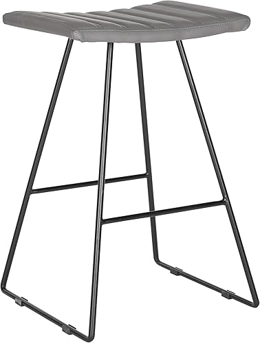 Miniatura 6 de Safavieh Home Collection Akito Mid-Century - Taburete moderno de 26 pulgadas, color negro