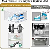 Vista 5 de 7 code Organizador de Cajas de Zapatos Grandes Transparentes【Material Más Grueso】Caja de Zapatos Más Resistente con Puerta Magnética, Caja