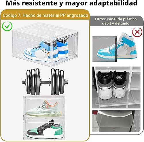 Miniatura 5 de 7 code Organizador de Cajas de Zapatos Grandes Transparentes【Material Más Grueso】Caja de Zapatos Más Resistente con Puerta Magnética, Caja