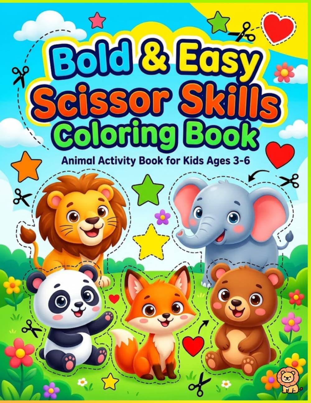 Bold & Easy. Scissor Skills Coloring Book: Animal Activity Book for Kids, Toddlers and Preschoolers - 54 Pages of Fun with 25 Animals to Cut and Color