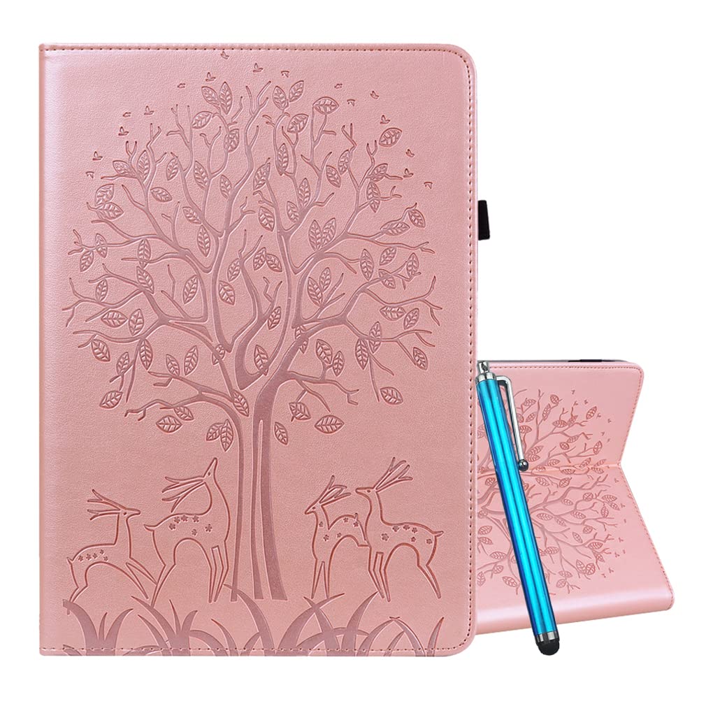 Case for Xiaomi Pad 5 / Xiaomi Pad 5 Pro Tablet Cover Case Leather Wallet Pouch Flip Book Holster with Card Pen Slot Vedio Stand View TPU Silicone Shell, Rosegold