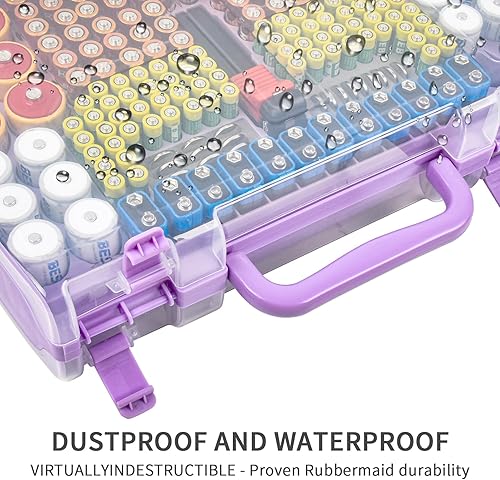Miniatura 7 de Caja organizadora de baterías con probador, paquete variado de 269 baterías de doble cara, soporta pilas AA AAA 4A C D de 9 V y 3 V de litio LR44