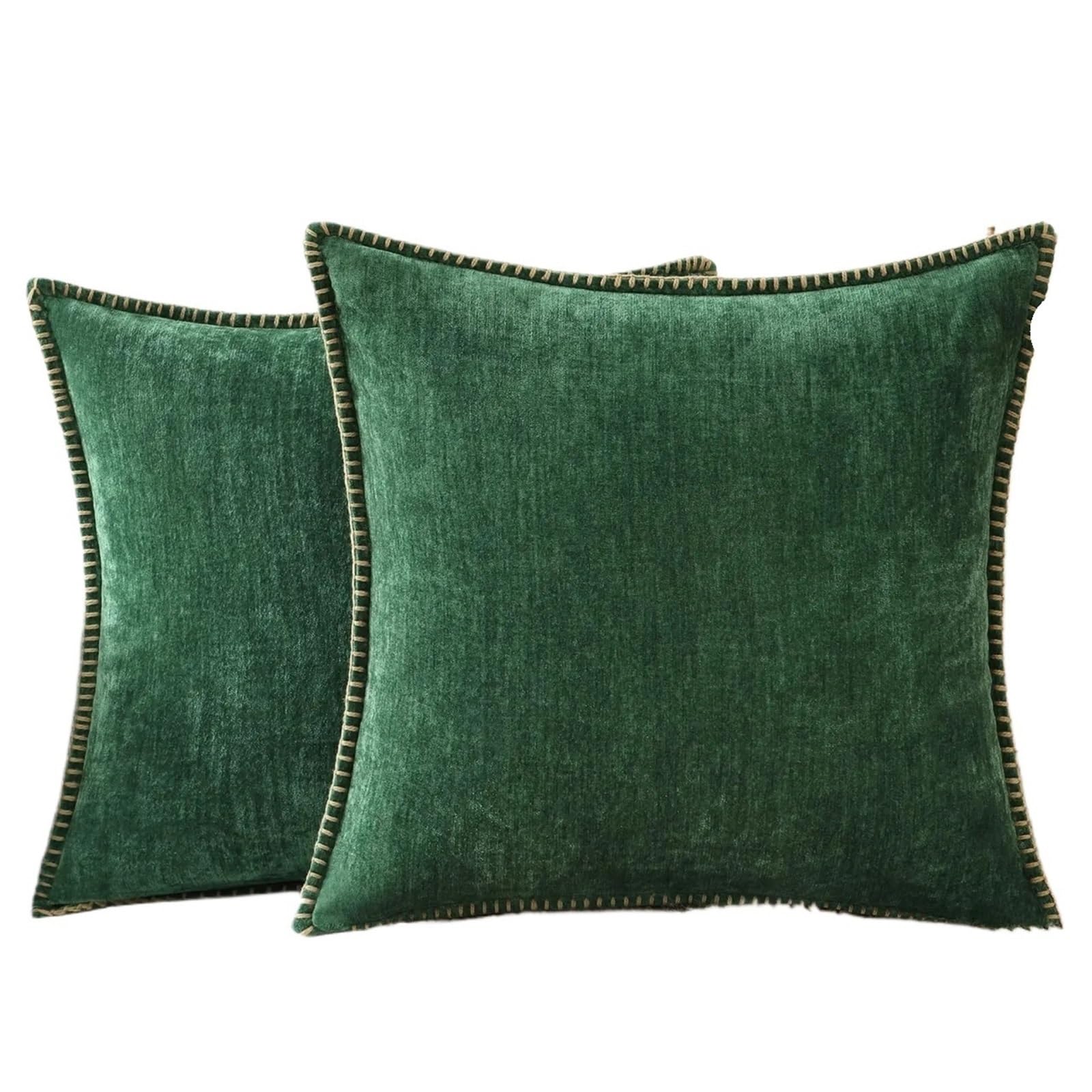 Fundas de Almohada de Pana, Funda de cojín Decorativa for sofá, hogar, Coche, Oficina, Hotel, 2 uds.(Green,26X26inch(66x66cm))