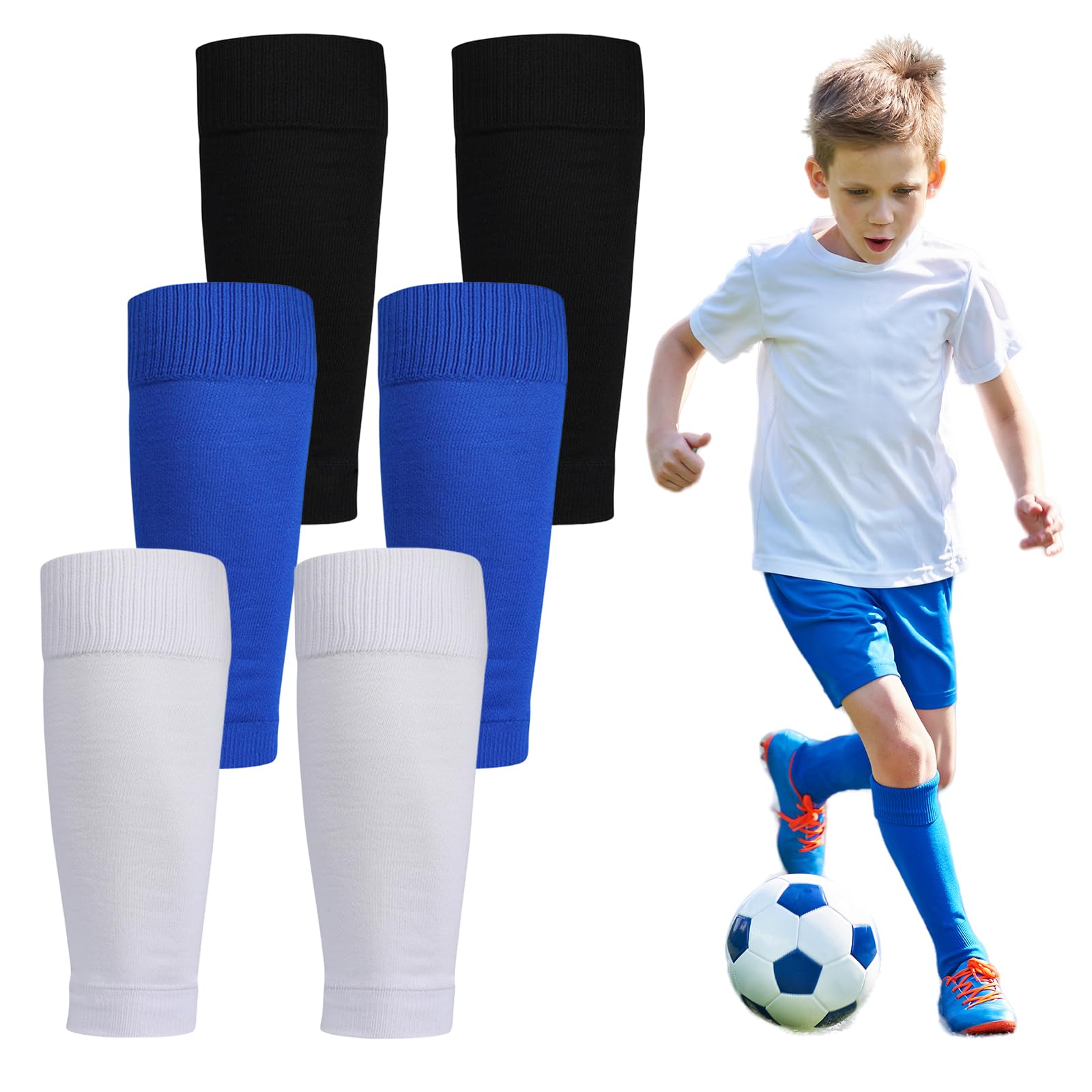 Kigniote 3 paar voetbalsokken voor kinderen, zwart, voetbalsokken voor kinderen, voetbalsokken voor jongens en meisjes binnen 35 cm kuitomtrek, zwart, 10 Jahre