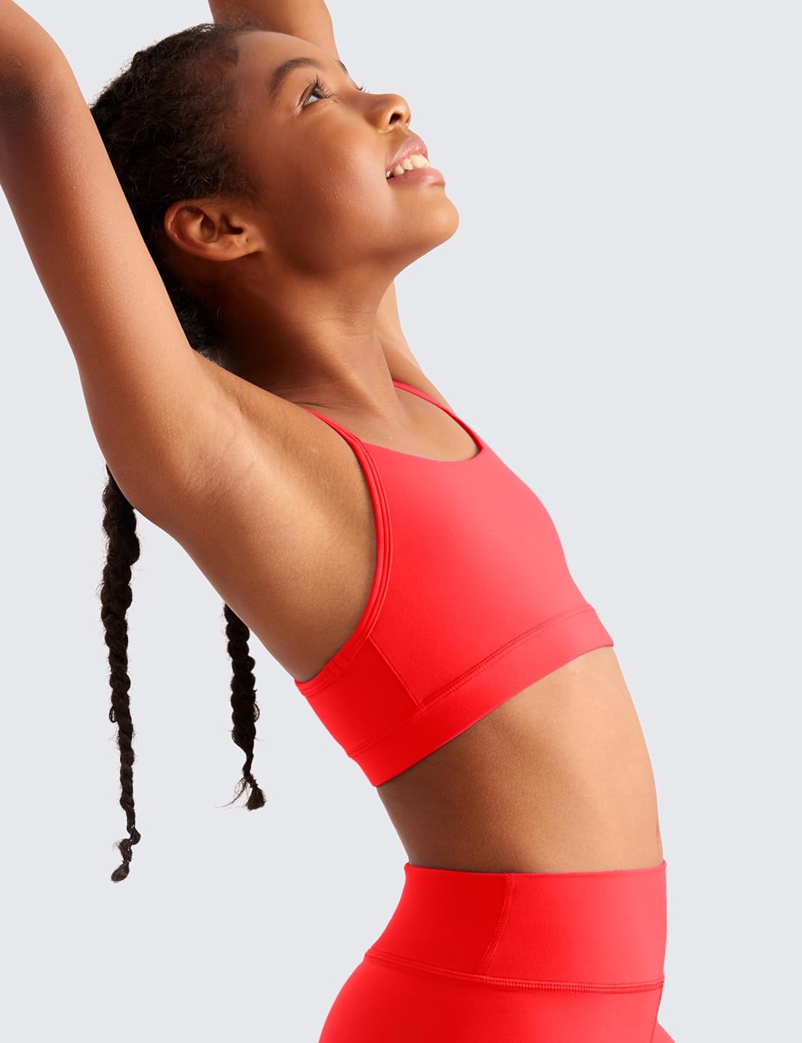 CRZ YOGA Girls Butterluxe Y Back Sports Bra - Yoga Athletic Casual Tops Scoop Neck Spaghetti Strap Padded Crop Kids Teen - Image 4