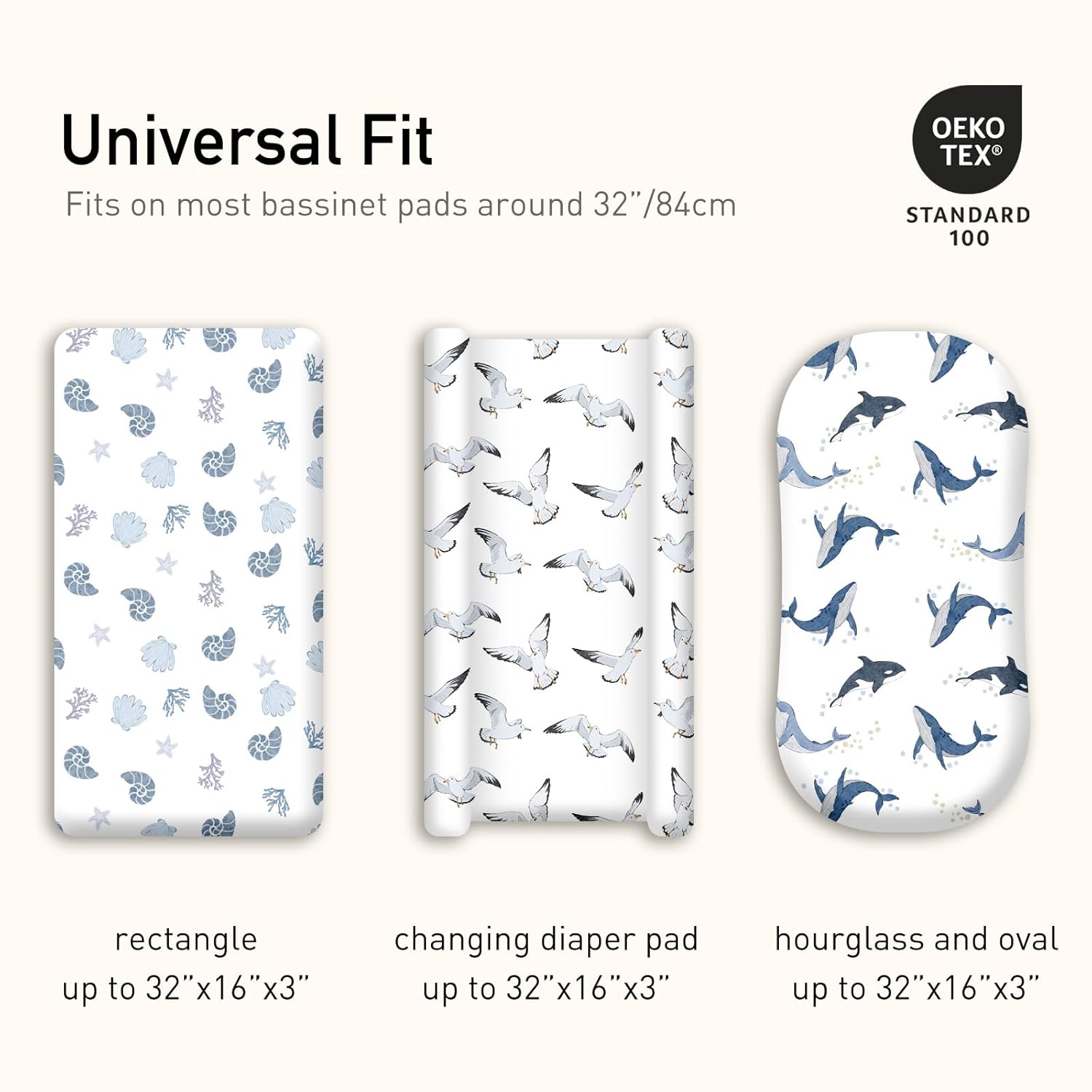 Gllquen Baby Bassinet Sheets 4 Pack, Breathable Cozy Fitted Mattress Sheet, Elastic Travel Crib Fashionable Pattern, Standard Cradle Safe Sheets for Baby Boys Girls 32"x16"(Ocean Wander) - Image 5