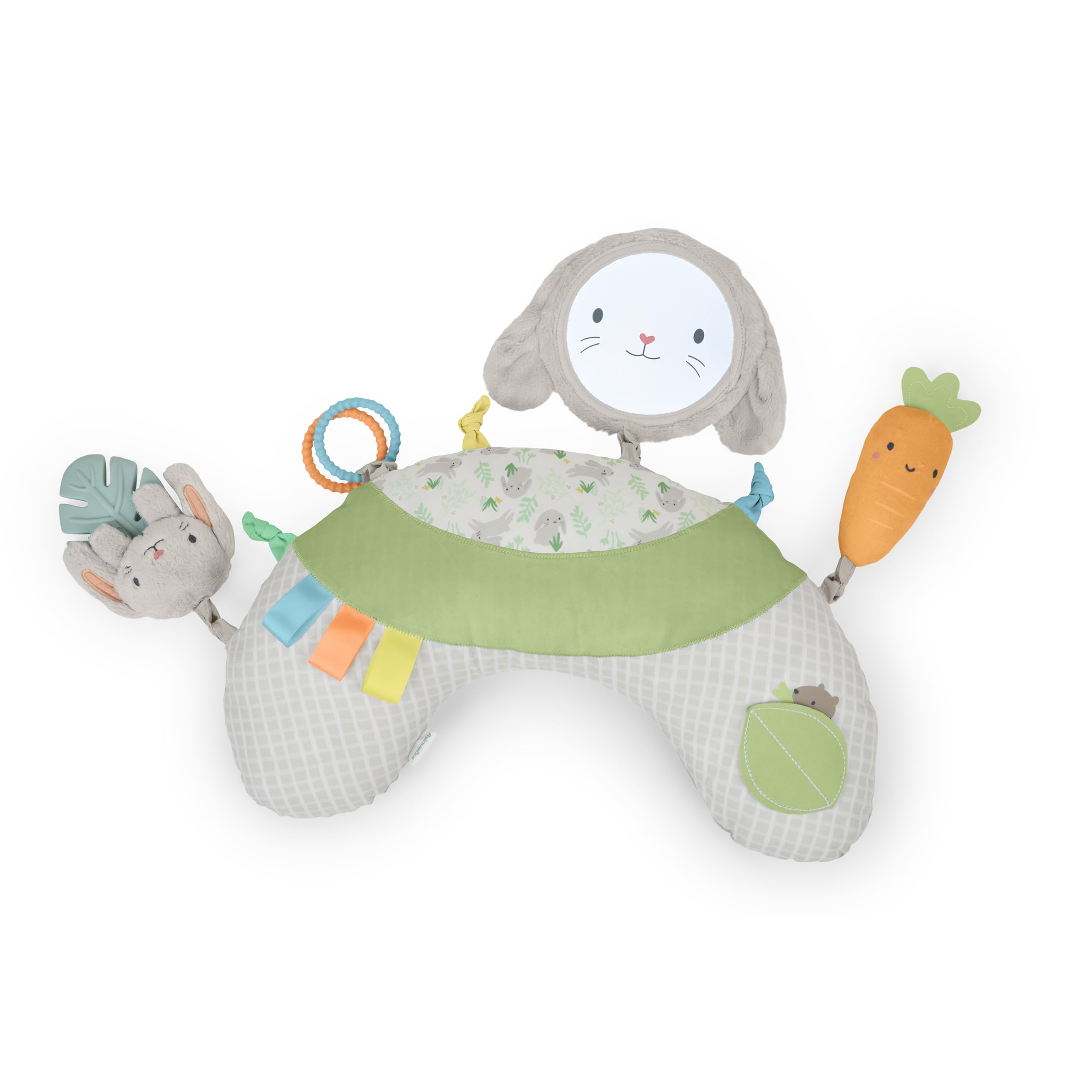 Ingenuity, Cojín para el Tiempo Boca Abajo Cozy Prop Sylvi, Multisensorial con 4 Juguetes Desmontables, Estimula el Desarrollo y la Coordinación, Suave Conejito de Peluche, Desde Recién Nacidos