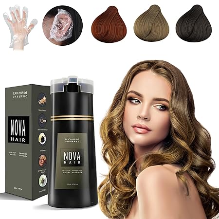 Dye Shampoo, Nova Hair Instant Dye Shampoo, Nova Hair Dye Shampoo 3 in 1, for Men & Women (Light Brown)