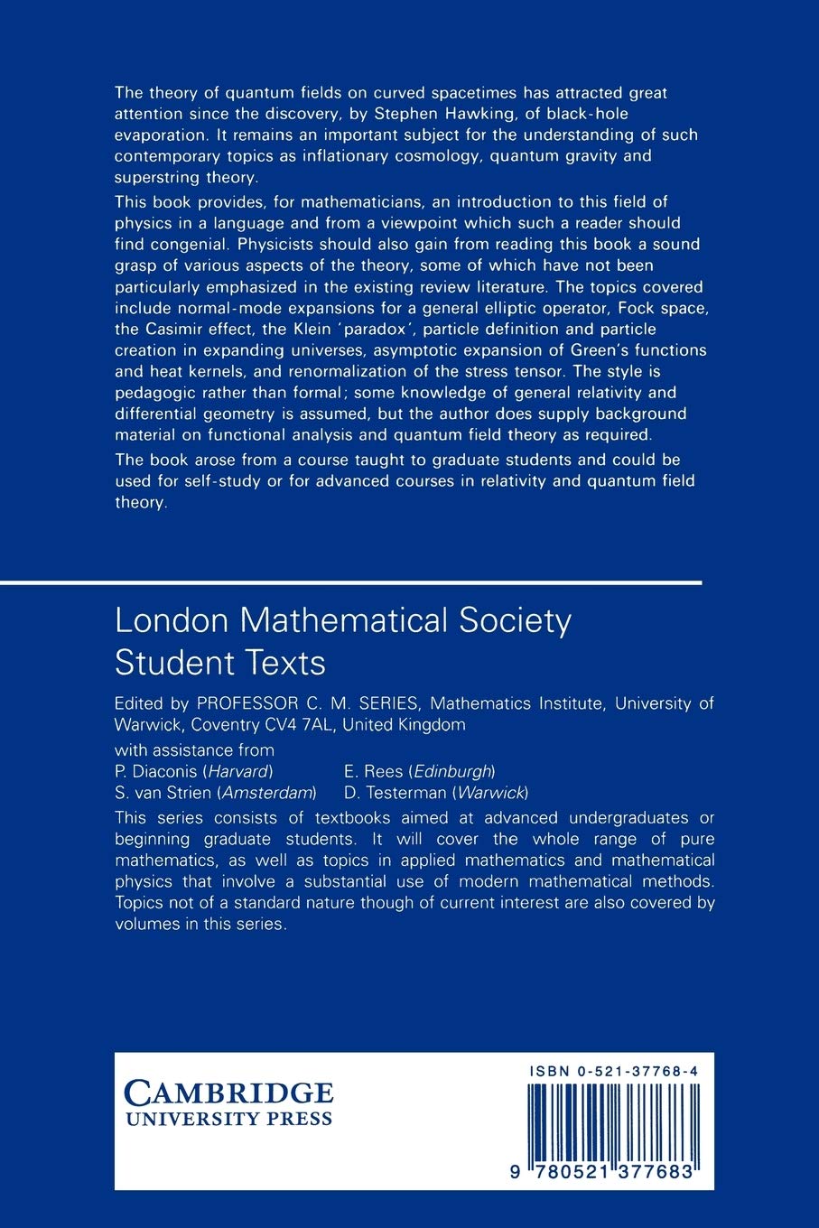 London Mathematical Society Student Texts: Aspects of Quantum Field Theory in Curved Space-Time