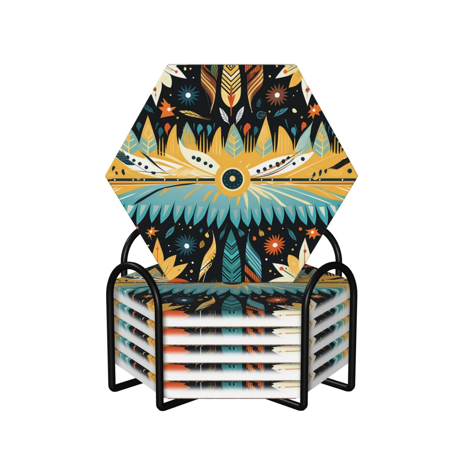 Dessous de verre antidérapants céramique absorbante lot de 6 réutilisables