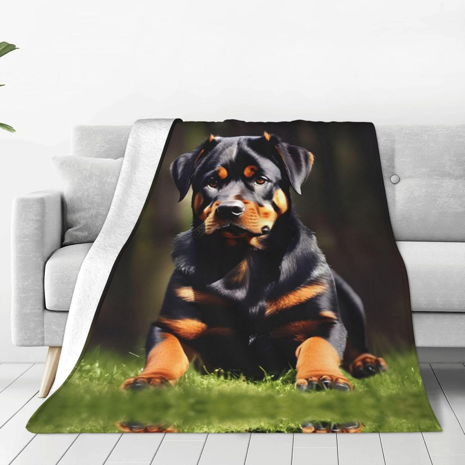 NEZIH Rottweiler Wallpaper Print Throw Blanket All Seasons