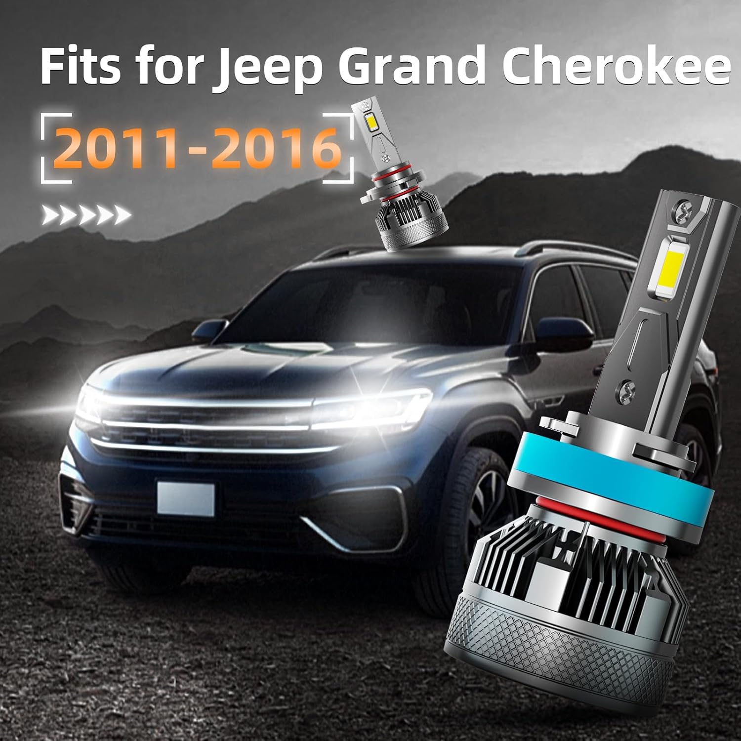 AWALITED 4pcs Grand Cherokee High Low Beam Lights Bulbs Combo, Super Bright High Beam Low Beam Bulbs fits for Jeep Grand Cherokee 2011 2012 2013 2014 2015 2016 All Models