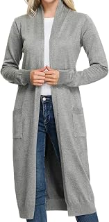Essential Solid Open Front Maxi Long Knitted Cardigan Sweater for Women