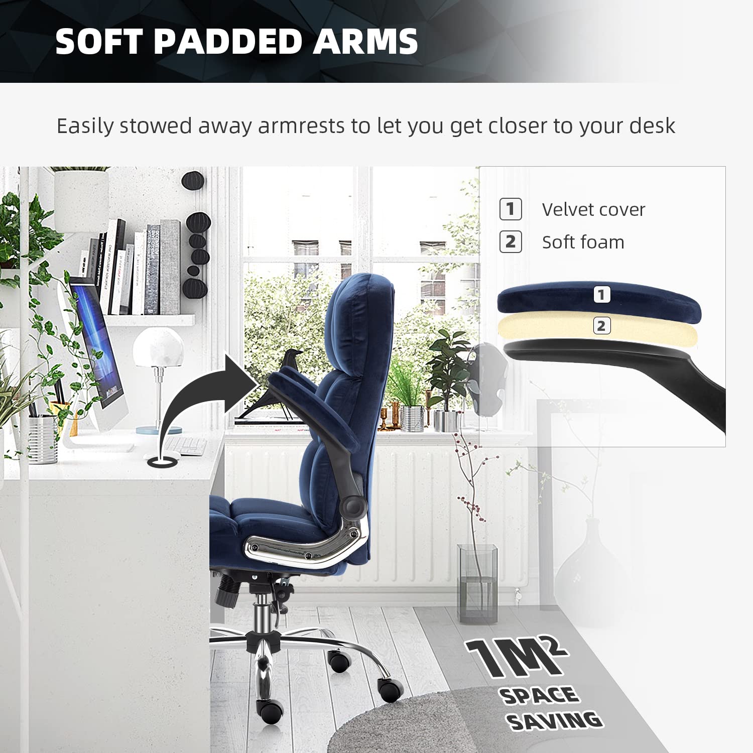 Buy YAMASORO Velvet Office Chair High Back Executive Desk Chair with