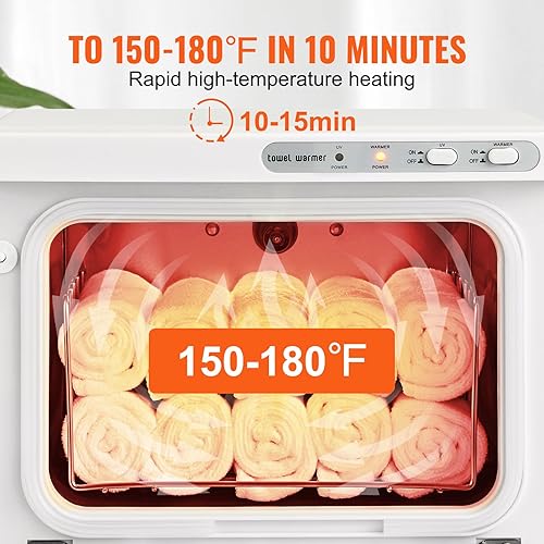 Miniatura 3 de VEVOR Armario caliente de 8 litros, calentador 2 en 1 con estante de acero inoxidable, capacidad para hasta 16 toallas, calentamiento rápido