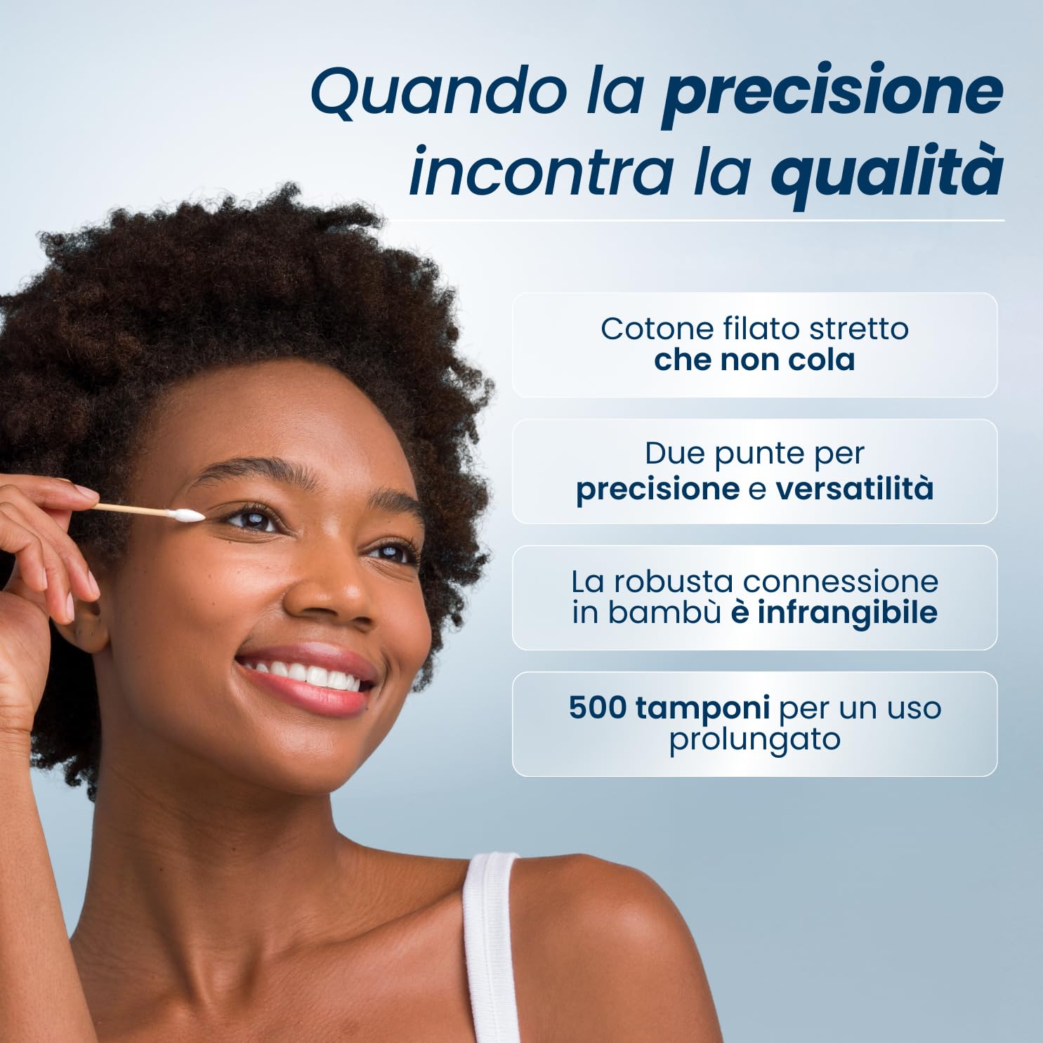 CLEAN SKIN CLUB Tamponi puliti | 500CT | Una punta a punta | Biodegradabile + cotone biologico e bambù | Ritocchi trucco e smalto | Senza cloro e ipoallergenico