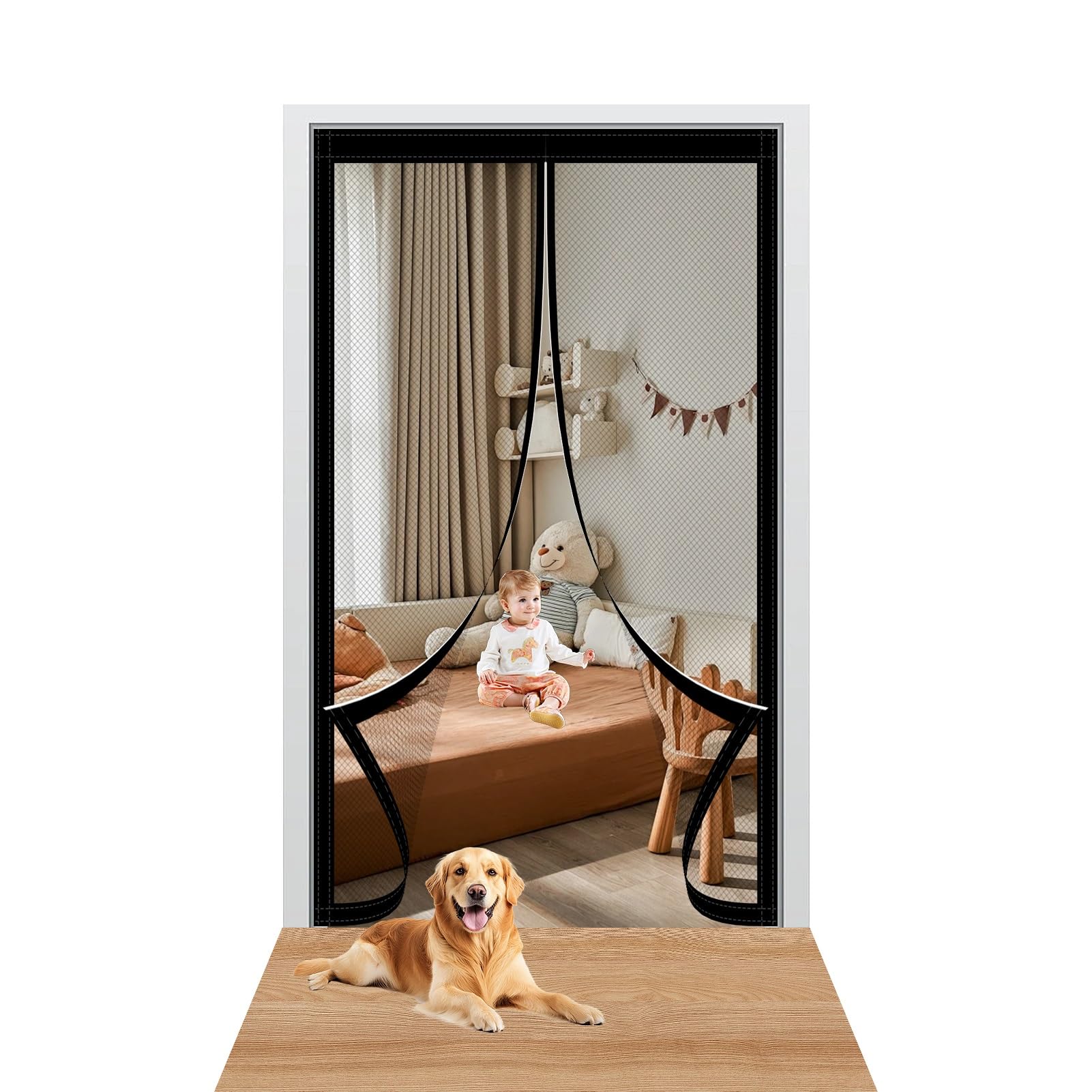 Yxrs Black Mosquito Door Net Magnetic 82 X 200 Cm Keep Bugs Out & Lets Fresh Air In Fly Screen For Doors No Without Drilling Suitable For Patio Doors Balcony Bedroom,