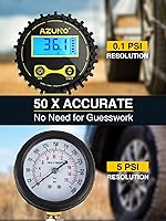 Vista 3 de AZUNO Inflador digital de neumáticos con medidor de presión, 200 PSI, accesorios de compresor de aire resistente, con bloqueo de manguera de goma