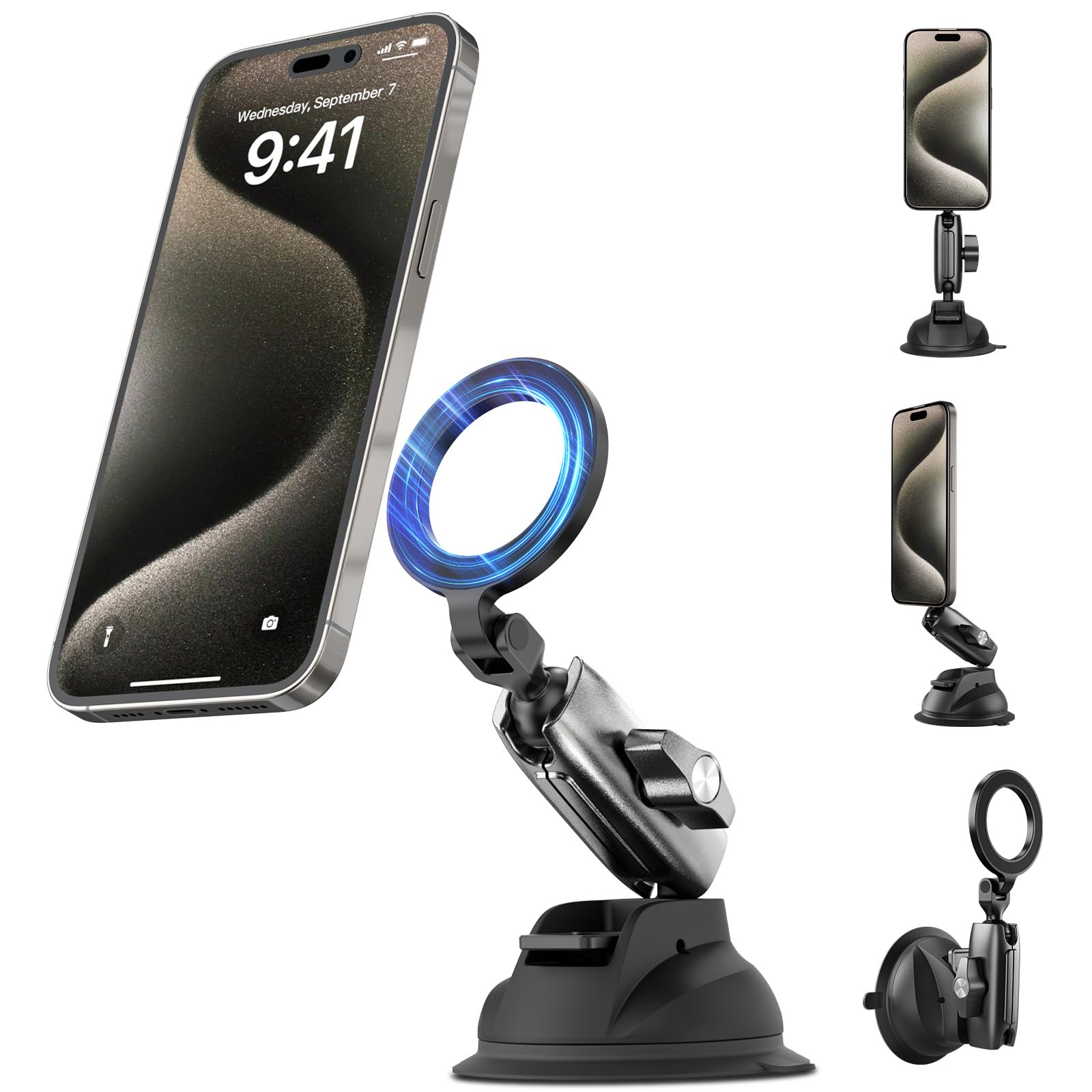 TELESIN Magnetische Handyhalterung Auto - Kompatibel mit MagSafe, iPhone/Android - KFZ Halterung für Armaturenbrett & Windschutzscheibe, 360° Drehbar KFZ Handyhalterung, Extrem Stabil (2025 Upgrade)