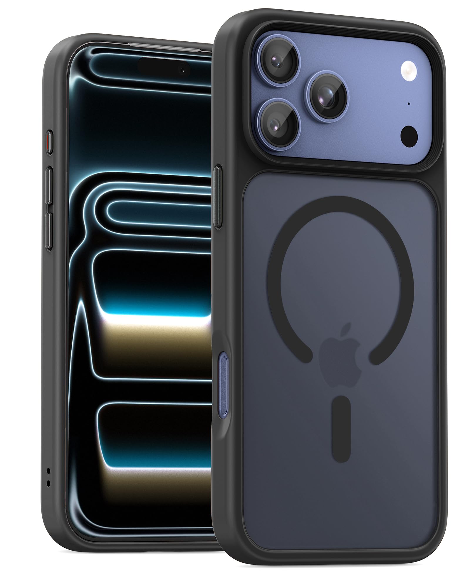 UNBREAKcable für iPhone 17 Pro Hülle für MagSafe, Vollständiger Kameraschutz, Eingebauter Magnetring, Stoßfest Kratzfest Transluzente Matt Handyhülle für iPhone 17 Pro Case 6,3 Zoll, Schwarz
