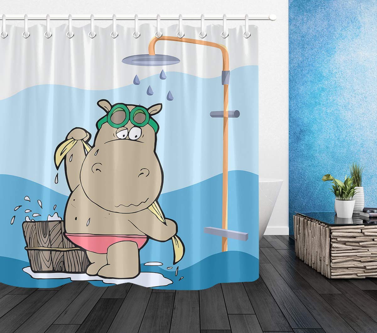 Duschvorhang Mit Schwarzem Pferd-Motiv, 180x180 Cm – Wasserdichtes Polyester, Maschinenwaschbar, Mit Haken