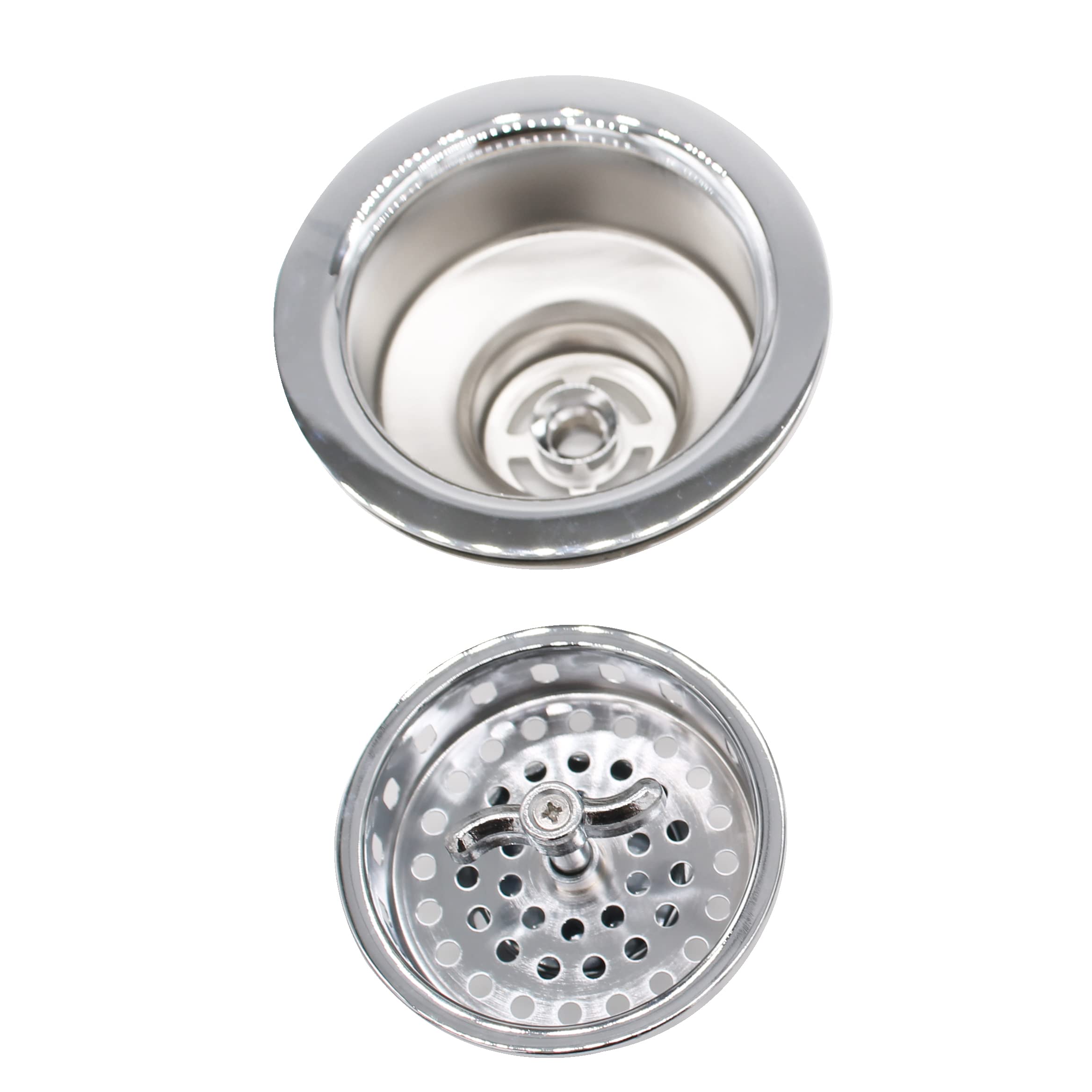 Westbrass CO2195-26 - Paquete combinado de 3-1/2 pulgadas con tuerca de mariposa estilo torcido, colador de cesta grande y cuello extra profundo para fregadero de cocina, brida de eliminación de