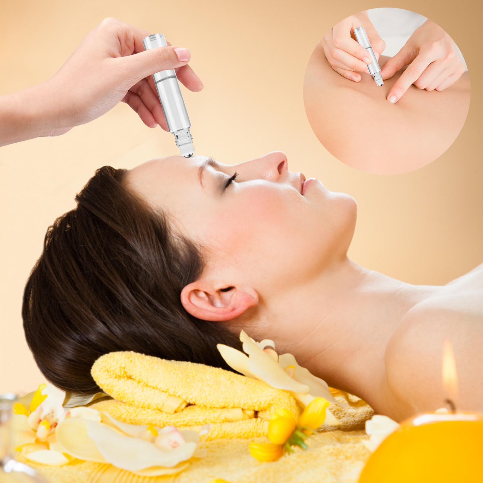 Botellas Roll-On 10ml para Aceites Esenciales, Frascos de Vidrio Vacíos con Accesorios