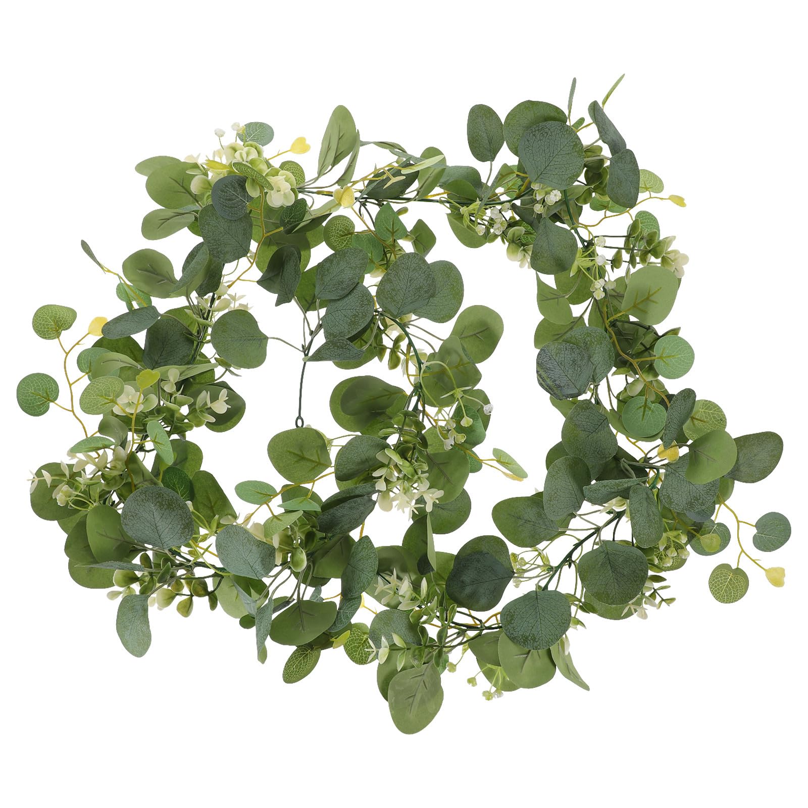 Guirnalda de eucalipto artificial minkissy con flores de ratán colgantes para decoración