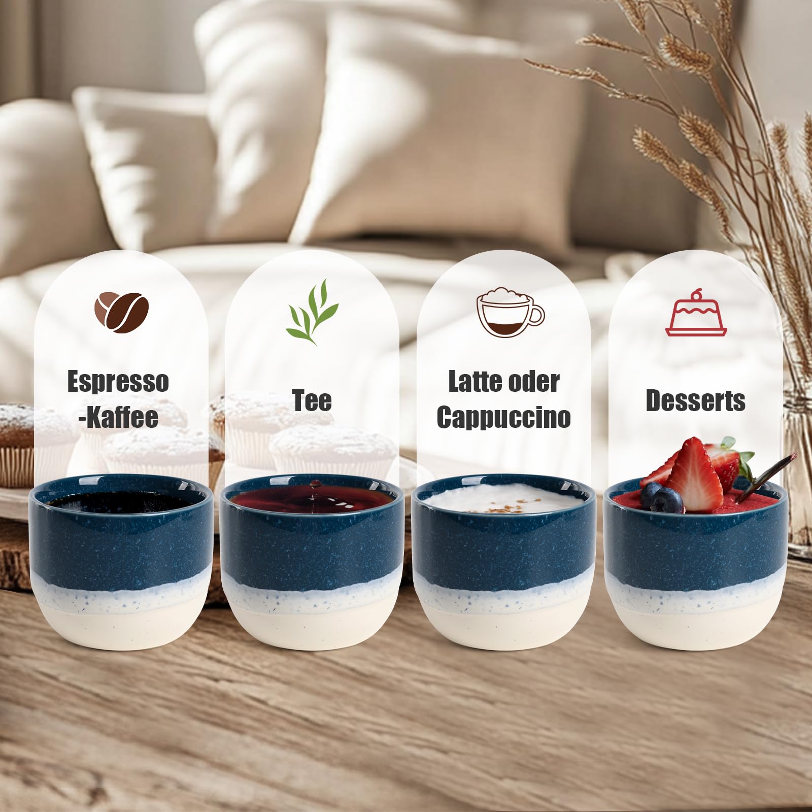 Autumnlife Lot de 4 mini tasses à expresso en céramique marron mat à paroi épaisse, idéales pour le café moka, le thé et le lait, parfaites pour la maison et le bureau Autumnlife Lot de 4 mini tasses à expresso en céramique marron mat à paroi épaisse, idéales pour le café moka, le thé et le lait, parfaites pour la maison et le bureau