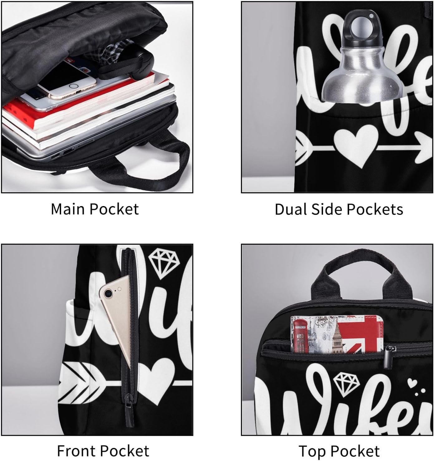 Love heart Diamond Bride Wifey Gift Backpack Lightweight Bookbag