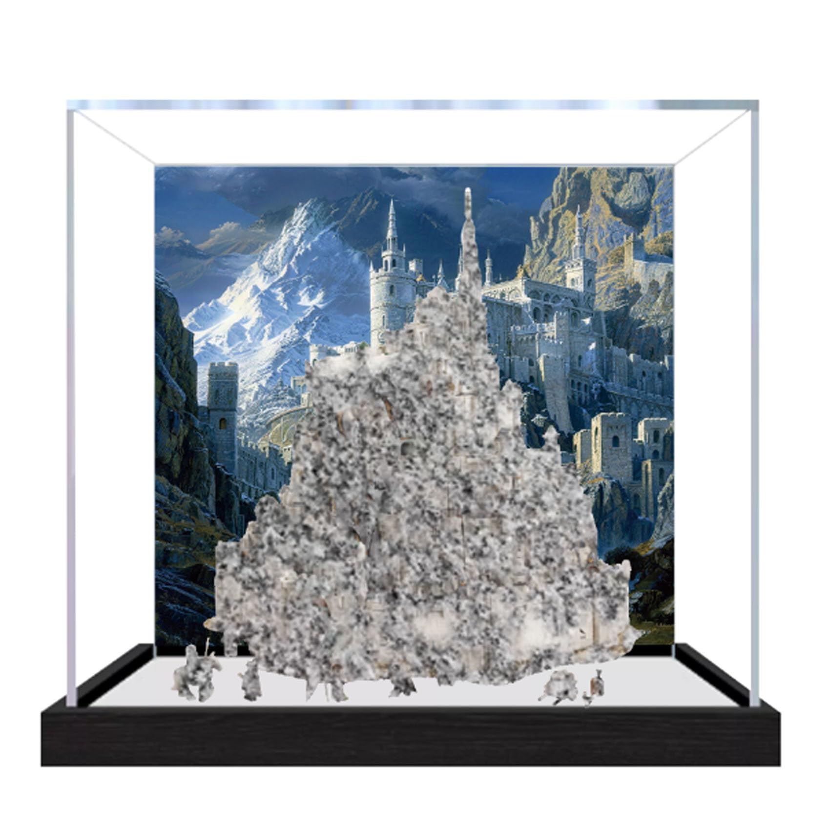 Acrylic Display Case for Le-go 11377 Castle Model, Dustproof Display Box (display box only) (StyleC Background 3mm)