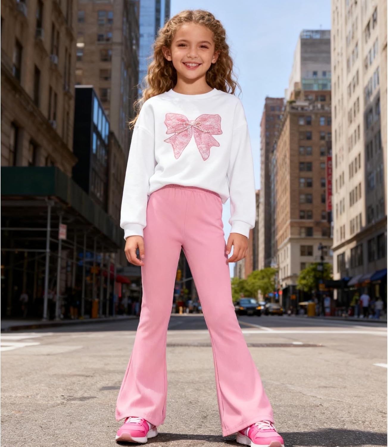 Girls Clothes 2 Piece Cute Butterfly Sweatshirt & Flared Pants/Cargo Pants Winter Outfits for Teen Girls 7-14Y - Image 4