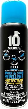 10 Seconds Water Repellent Spray | Protects Footwear, Motorcycle & Camping Gear | Durable, Lightweight, Breathable, Stain & Grime Resistant Protection, Best Suede Protector Spray Great for UGG Boots