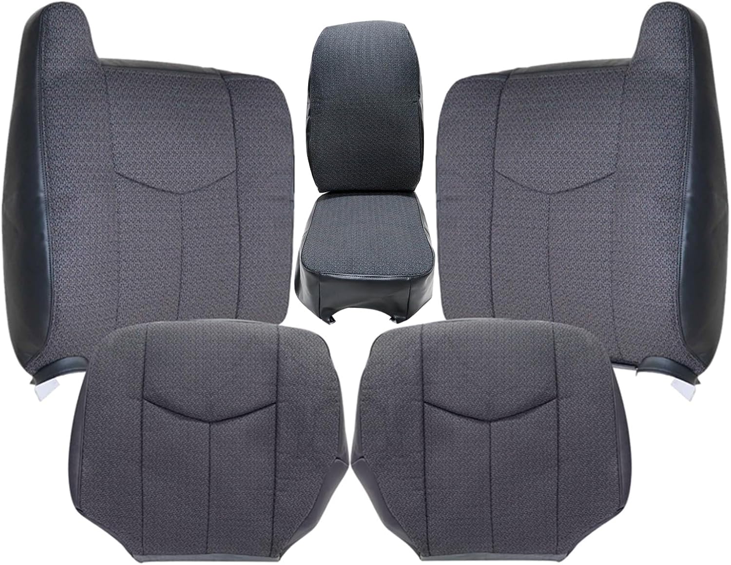 NLQR #69C Dark Gray 40/20/40 Driver & Passenger Bottom & Top Lean Replacement Seat Covers & Middle Jump Seat Cover fit for Chevy Silverado GMC Sierra 1500 2500HD 3500HD 2003-2007 | Fits Heated Seats