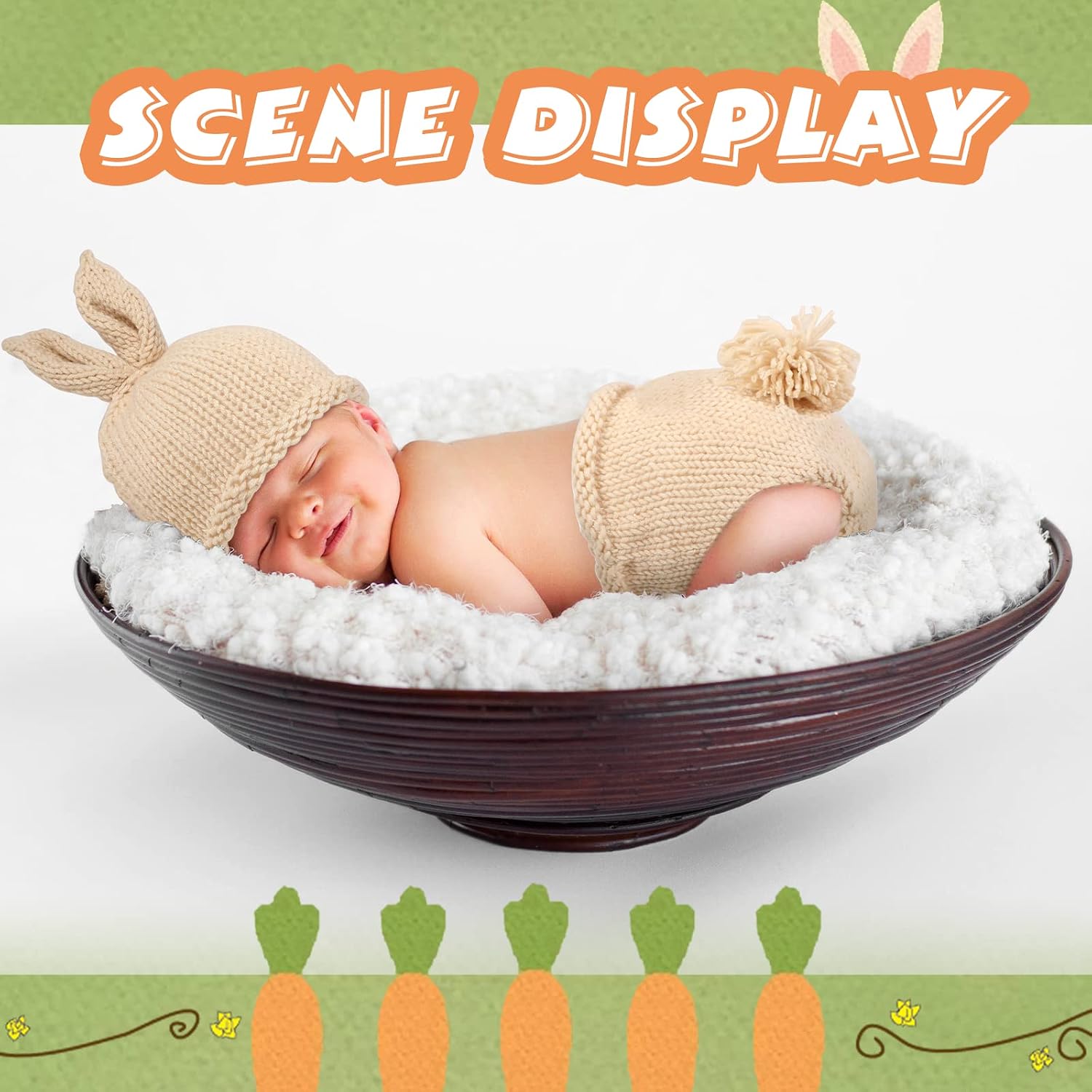Vabean Easter Newborn Photography Prop Baby Boy Girl Photo Newborn Bunny Outfits Rabbit Hat Photoshoot Costume 0-6 Months