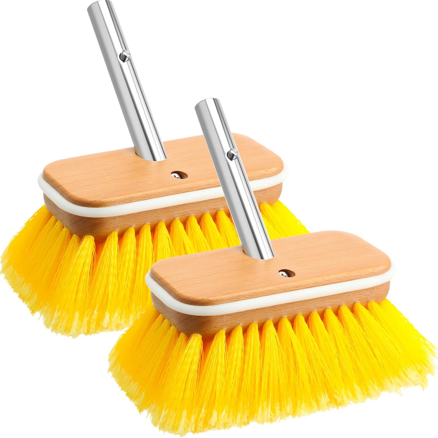 Hushee 2 Pcs Soft Bristle Boat Deck Brushes with Rubber Cushions 6 Inch Boat Deck Cleaning Brush for Shower Wall Rv Truck Auto Hull House Siding Washing, Yellow