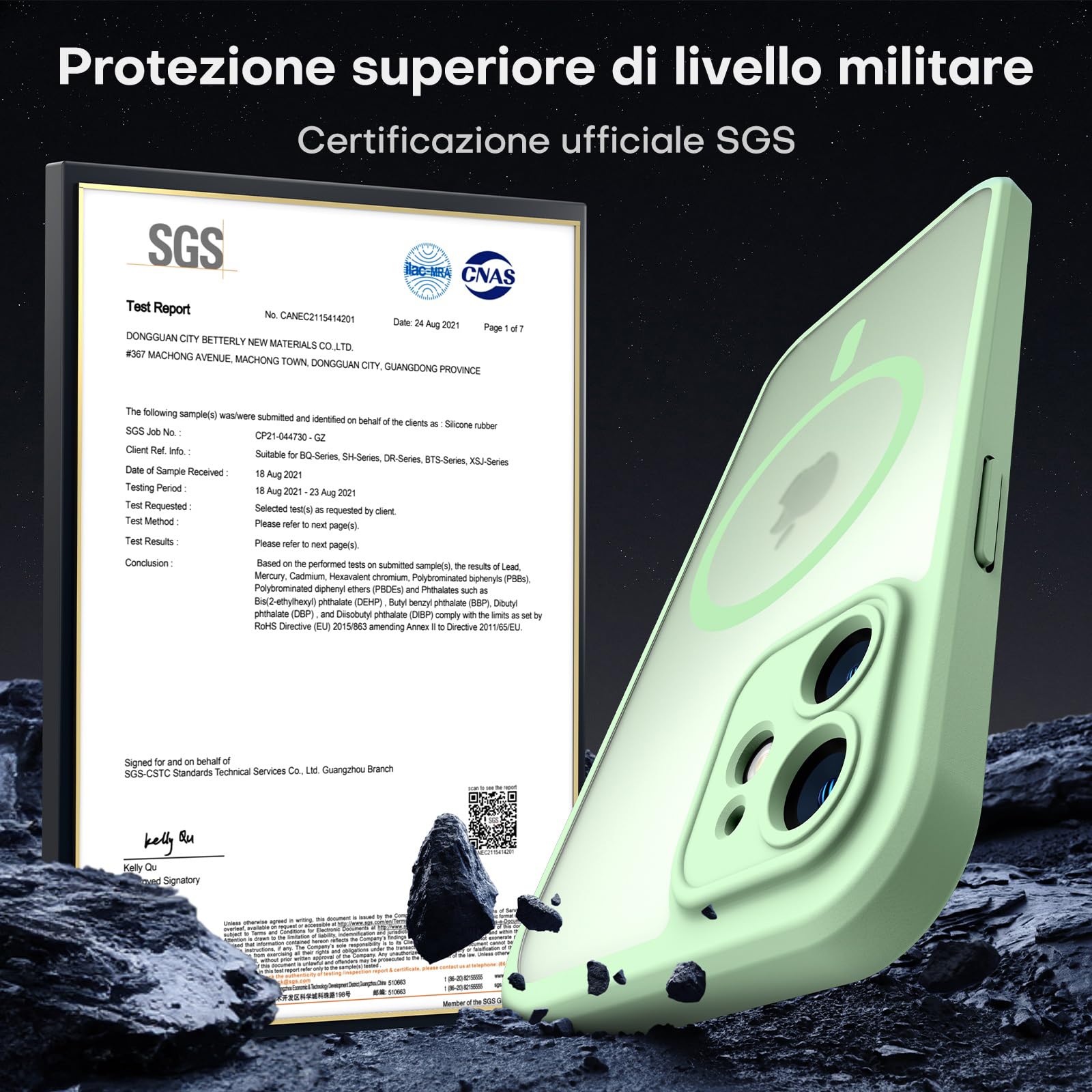 TOCOL Cover Magnetica per iPhone 12 6,1 Pollic, Compatibile con MagSafe, Protezione Fotocamera Integrata, Custodia Antiurto Traslucida Opaca, Verde Chiaro