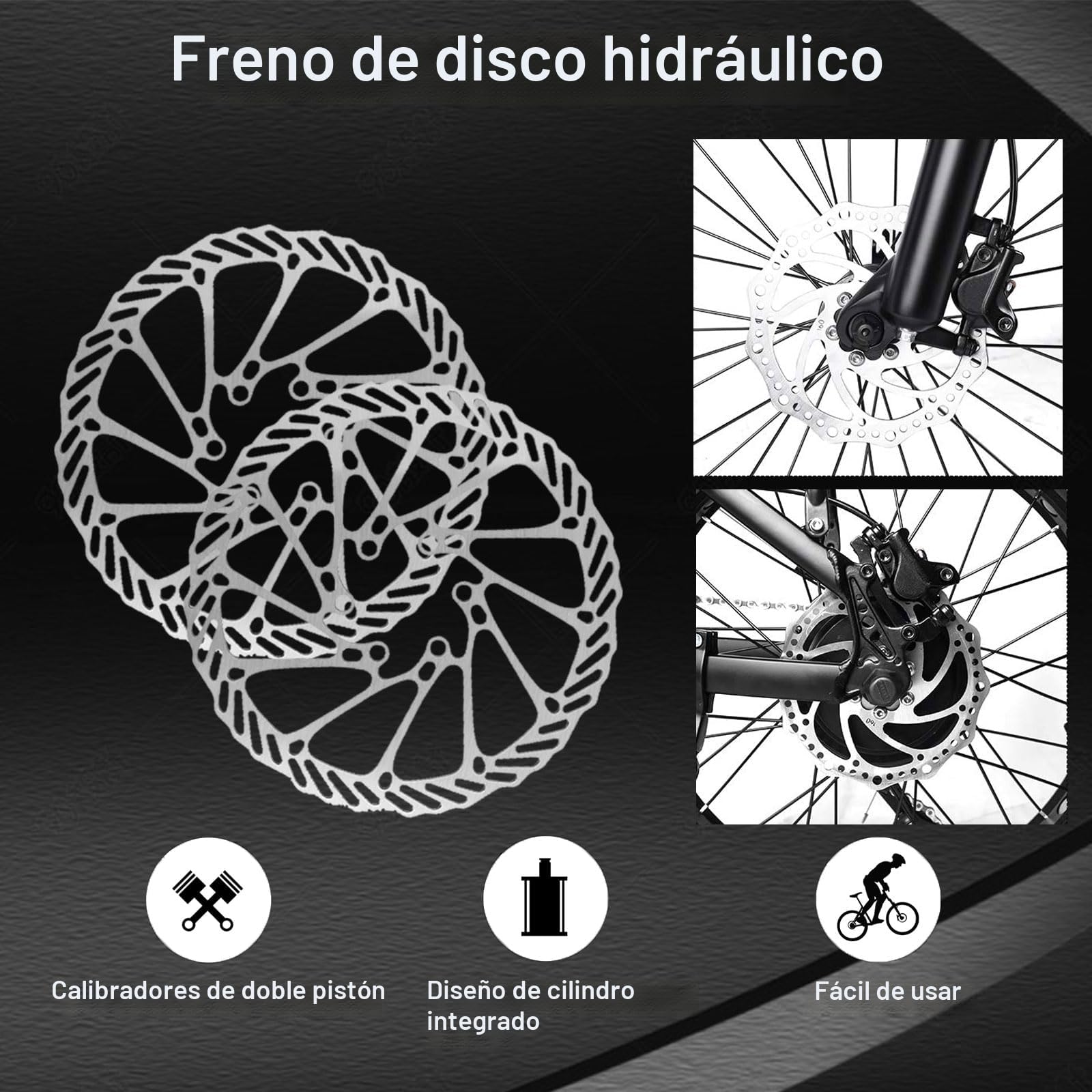 Juego de Frenos de Disco hidráulicos para MTB, Kit de Freno de Disco de Bicicleta, con Frenos de Disco 160mm, Delantero 800mm y Trasero 1400mm para Bicicleta De Carretera, Bicicleta De Montaña, BMX
