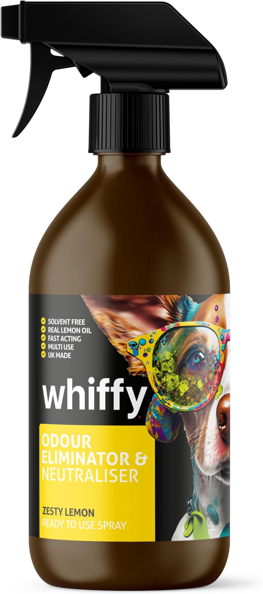 Whiffy Pet Odor Eliminator - Lemon Deodorizer for Dog or Cat Urine Smells on Carpet, Furniture & Floors - 500ml