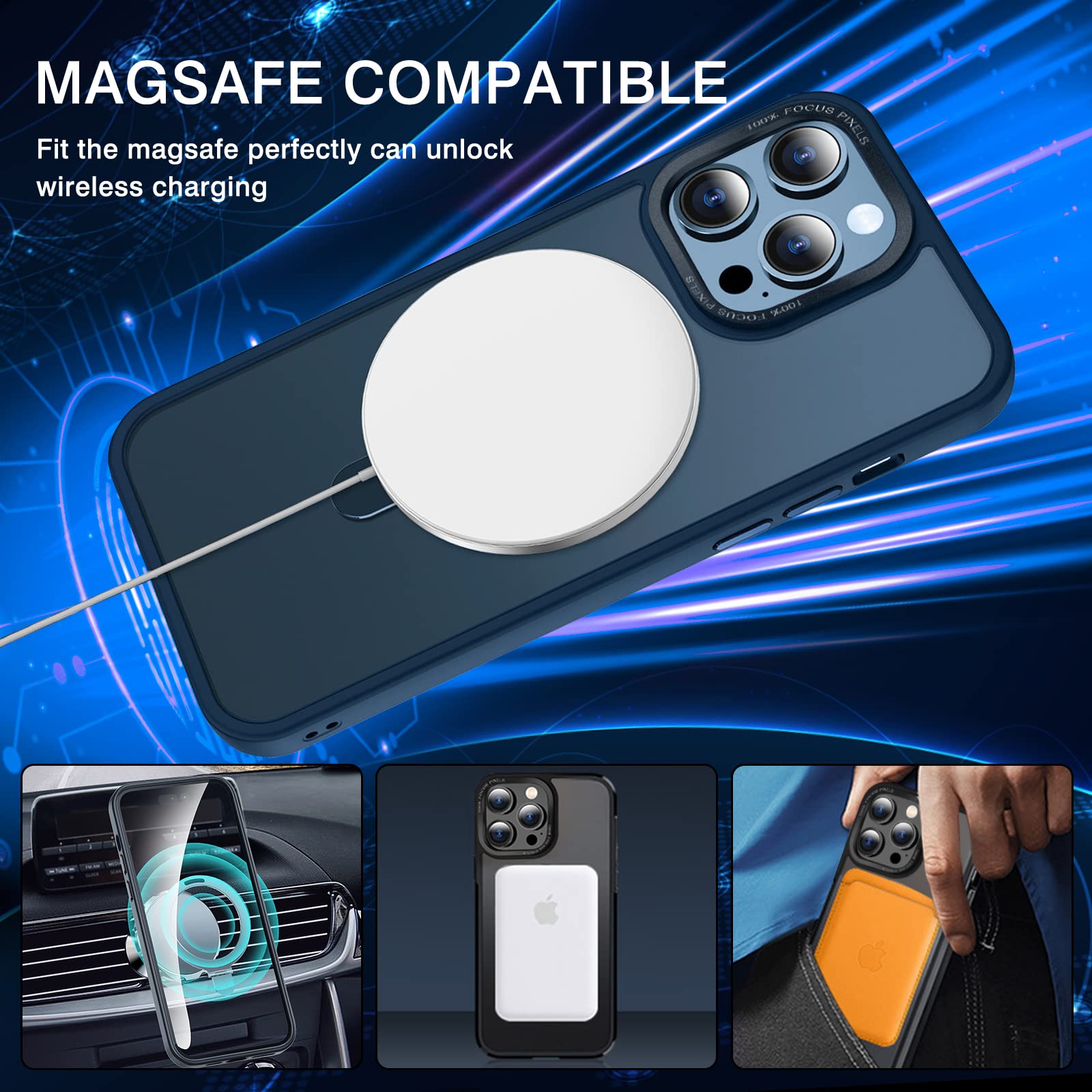 Mgnaooi - Funda Magnética Para IPhone 13 Pro Max, Compatible Con MagSafe, Parte Trasera