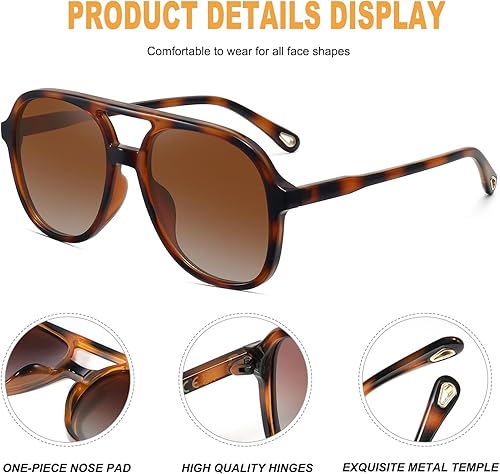 Miniatura 3 de Arjien - Gafas de sol polarizadas estilo aviador para mujer y hombre 2026, protección UV, gafas de sol para hombre y mujer, estilo retro de los años