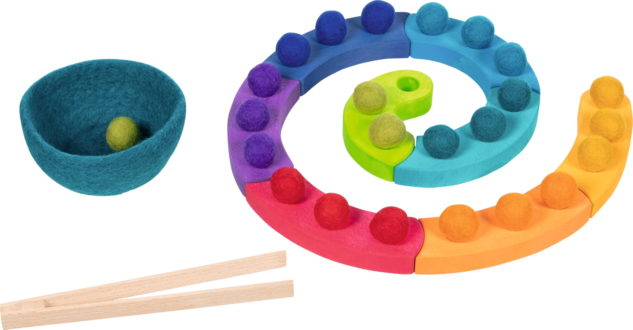 goki 58354 - Farbsortierspiel und Adventsspirale - aus hochwertigem Holz und Wollfilz - goki Evolution - Montessori-Spielzeug - Made in Europa