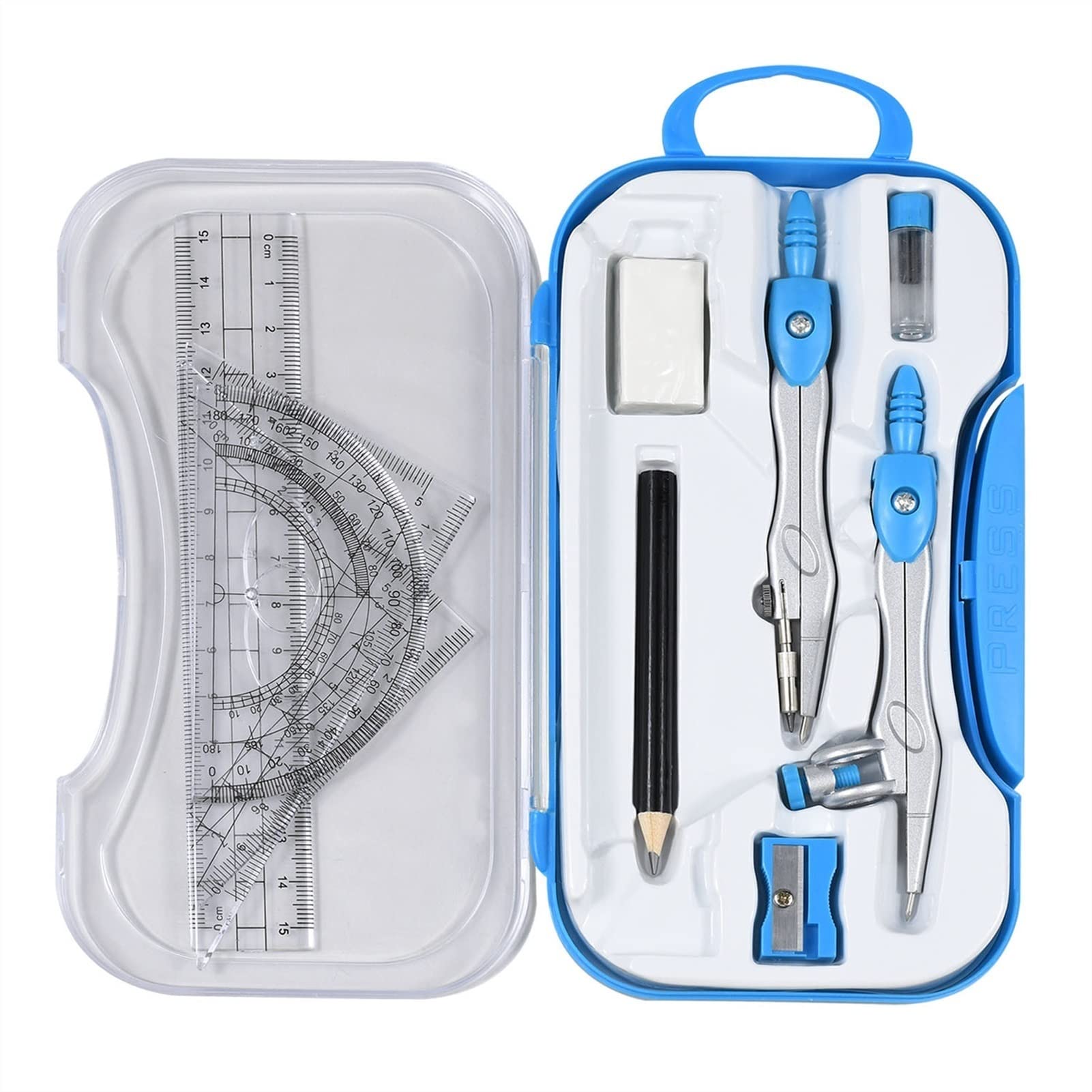 conjunto de brújula Kit de geometría de matemáticas - 10 piezas por conjunto Estudiante Compasses Conjunto geométrico Precisión de alta precisión Profesional Metal School Compass Set Dibujo Conjunto d
